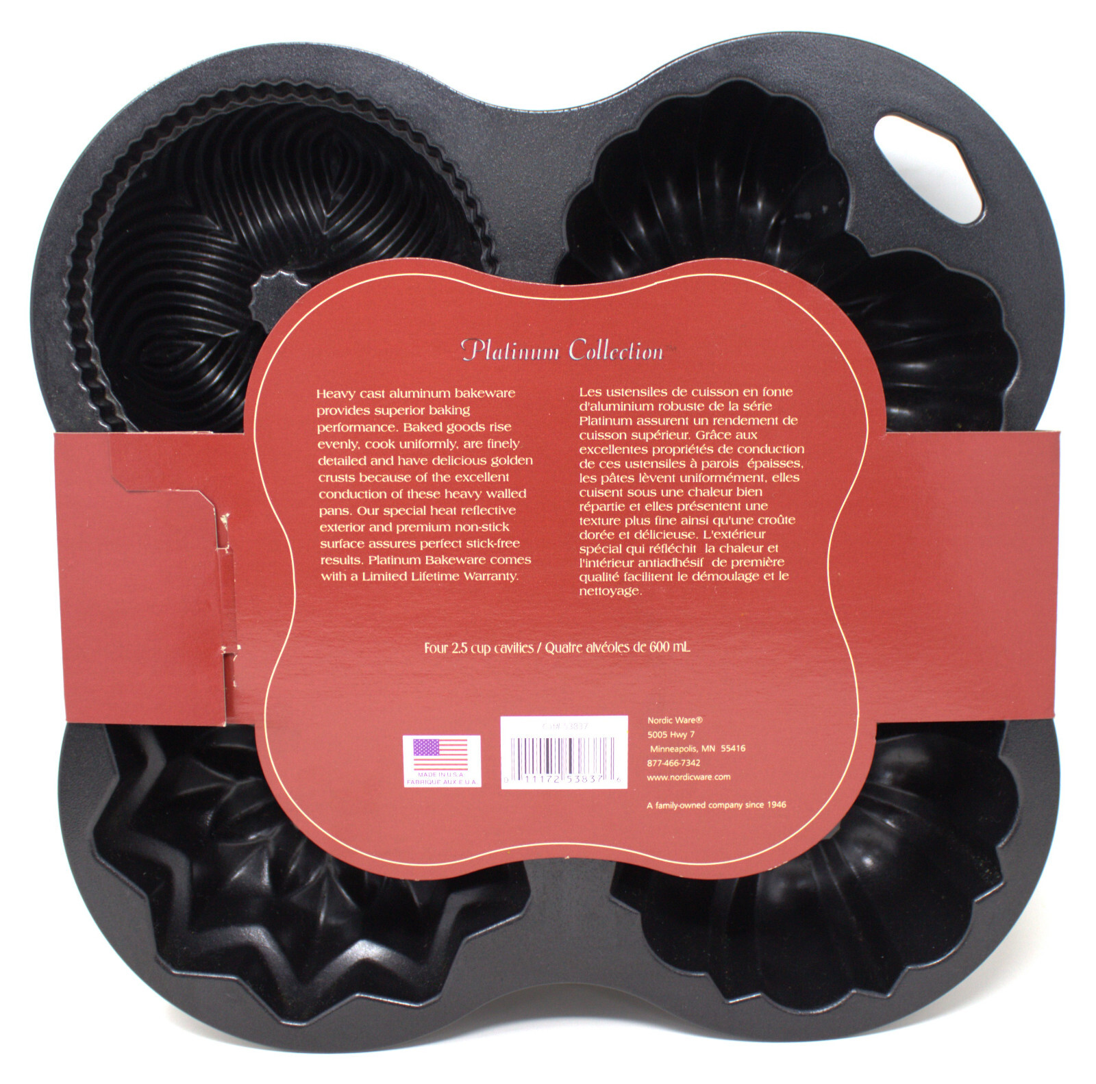 Nordic Ware Bundt Quartet Mini Cake Pan Platinum Collection 4 Shapes 10