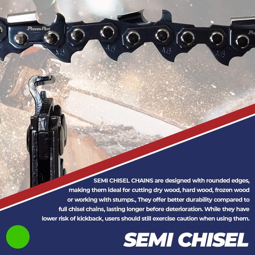 16 Inch Semi-Chisel, Green Safety Chain 3/8"LP .043" 55DL Fits Stihl - Picture 2 of 11