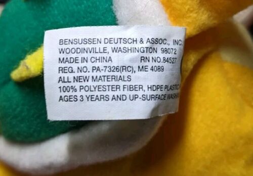 Peluche vintage BD&A Mario Brothers Bowser Beanbag 7 pollici etichetta tush raro gioco - Foto 4 di 4