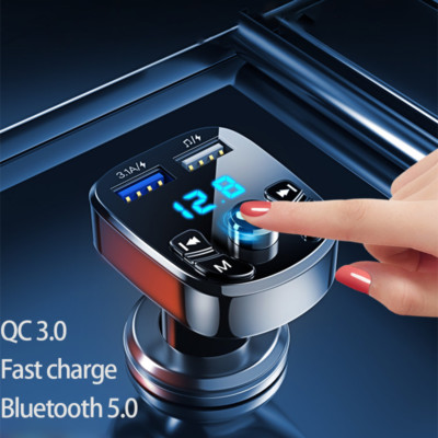 2  Pack PaBluetooth 5.0 Car Wireless FM Transmitter Adapter 2USB PD Charger
