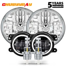 fit Freightliner Coronado 7inch Round LED Headlights & 4inch LED Fog Light Combo