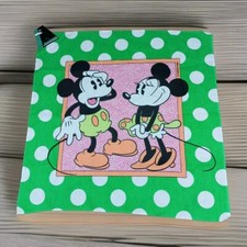 Vintage Walt Disney Mickey Minnie Mouse Pink Green Polka Dot Bandana Made In USA
