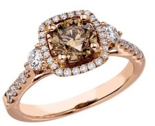 2Ct Round Chocolate Brown Lab Created Halo Engagement Ring 14K Rose Gold Plated
