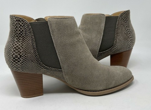 Vionic womans 9 suede ankle booties snakeskin back side zip Anne - Picture 7 of 8