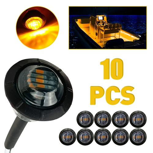 amber 3/4" 10X Marker Side Lights LED Truck Trailer Round Side Bullet Light USA