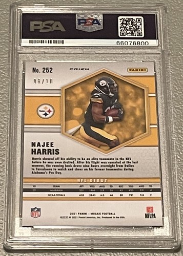 PSA 10, Najee Harris Mosaico Rosa Fluorescente Prizm Tarjeta de Debuto #/10 ¡POP 1! - Imagen 2 de 4