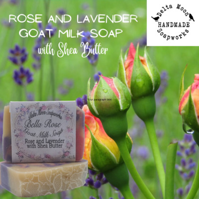 Handmade Bella Rose Goat Milk Soap,  Shea Butter, + samples, ships fast 