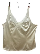 VTG Camisole Sz 38 Nylon Satin Cream Adjustable Straps USA Faded Label