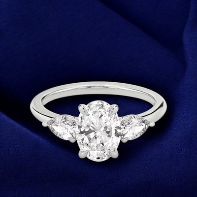 Verlobungsring 1,70 ct IGI Lab Created Ovalschliff Diamant 18 kt Weißgold E F...