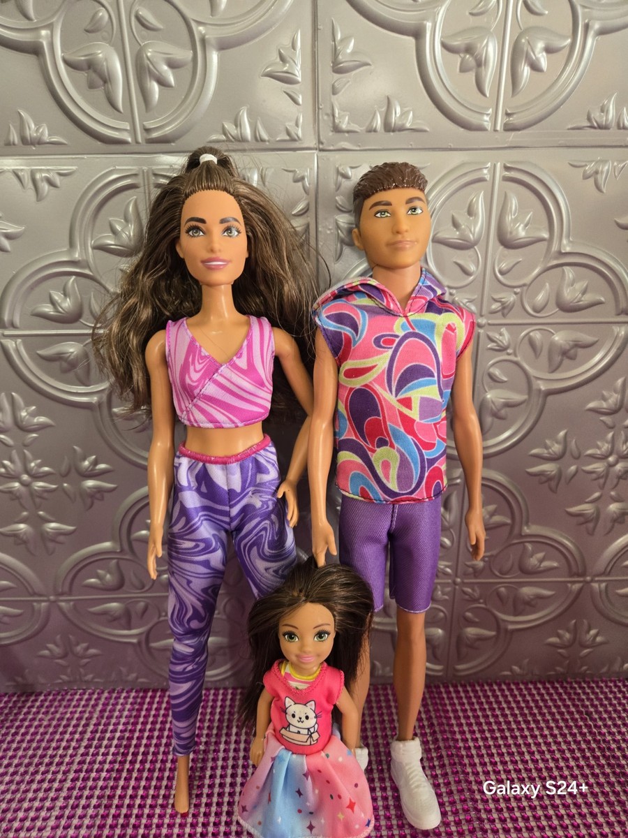 Barbie Family Head Swap With Chelsea Matching Outfit Brown Hair