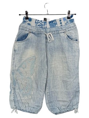 Applause Damen Jeans Shorts Wide Fit Gr. 42 W33 Blau Schmetterling Casual