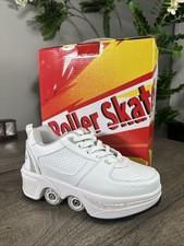 Girls Roller Skating Shoes with Wheels, Size 6.5 Multi-purpose for Girls White
