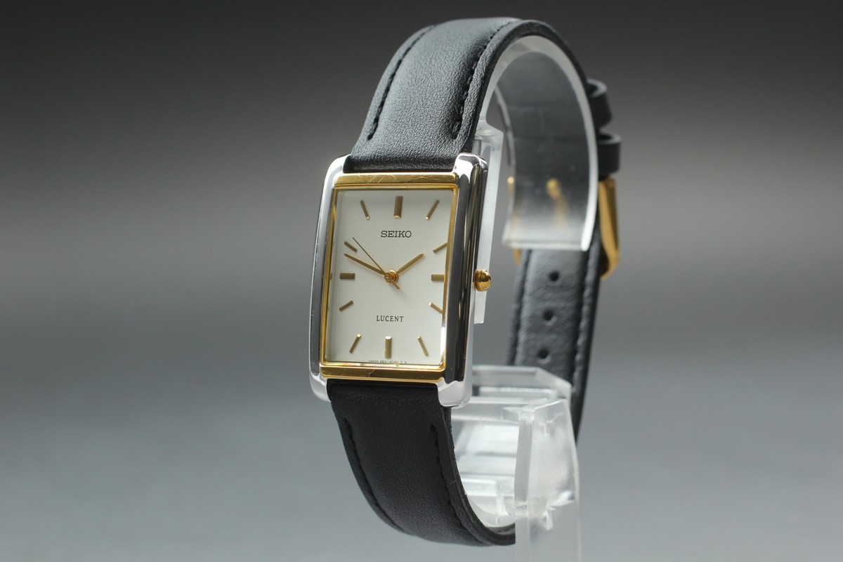 1996 N MINT Seiko Lucent 5E21-5C10 Palladium Two-Tone Tank