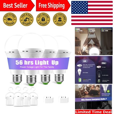 Dimmable Emergency Light Bulbs   4-Pack 12W Rechargeable LED for Power Outages