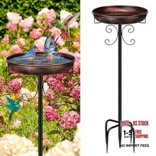 35In Metal Bird Bath for Outside, Vintage Freestanding Antique Bronze