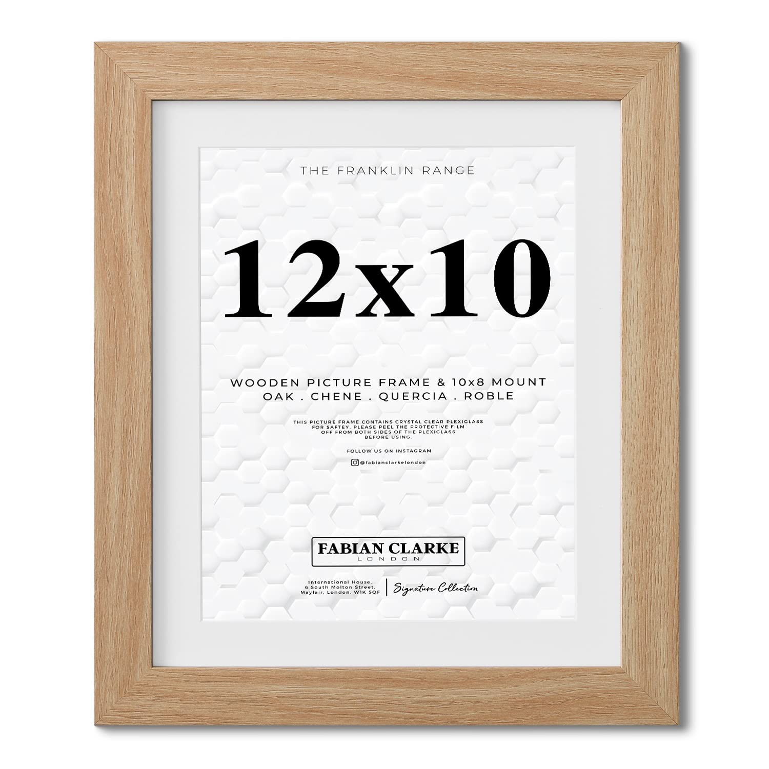 Fabian Clarke London® 12x10 Modern Oak Wooden Picture Photo Frame with White 10x