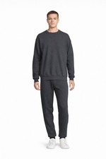 Men's Dark Gray 2 Piece Tracksuit Set Sweatshirt  Tapered Pants Crew Neck
