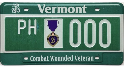 *SAMPLE SALE* Vermont PURPLE HEART Sample License Plate