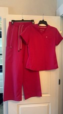 Fabletics Wide Leg Scrub Set Size Small Hot Pink Women's