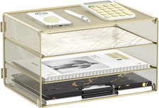 3 Tier Letter Tray Paper Organizer Mesh Metal Desk File Organizer for Home  Off
