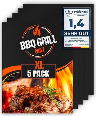 Große BBQ Grillmatte von Linda's Essentials (5er Pack) 40x32cm - 