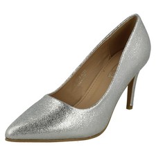 Damen Spot On Breite Hohe Absatz Abendschuhe F9R0113