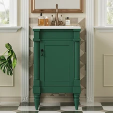 18" Bathroom Vanity with Sink, Freestanding Storage Cabinet w/Adjustable Shelf