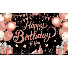 KatchOn, XtraLarge Rose Gold Happy Birthday Banner - 72x44 Inch | Black and R...