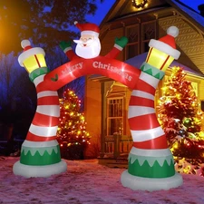 8.9FT Lighted Christmas Inflatable Archway,Inflatable Santa Claus Christmas Arch