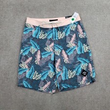 American Eagle Board Shorts Mens Small Blue Floral Drawstring Pockets Swim