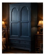 Stunning Painted Double Wardrobe With Drawers In Hague Blue By Farrow And Ball