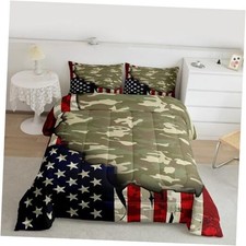 American Flag Camo Comforter Set Size Kids 4th of July Patriotic Twin Multi 43