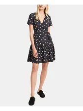 FRENCH CONNECTION Womens Navy Floral Short Sleeve Mini Sheath Dress Size: 4