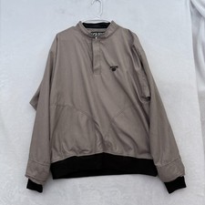 Zero Restriction Jacket Mens L Beige Herringbone Golf Snap Pullover Windbreaker