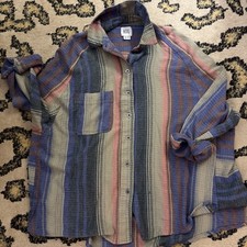 BDG Urban Outfitters Woman s Button Down Shirt Size XSmall Blue Plaid Cotton