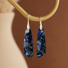 Natural Blue Jasper Boho Dangle Earrings Heal...