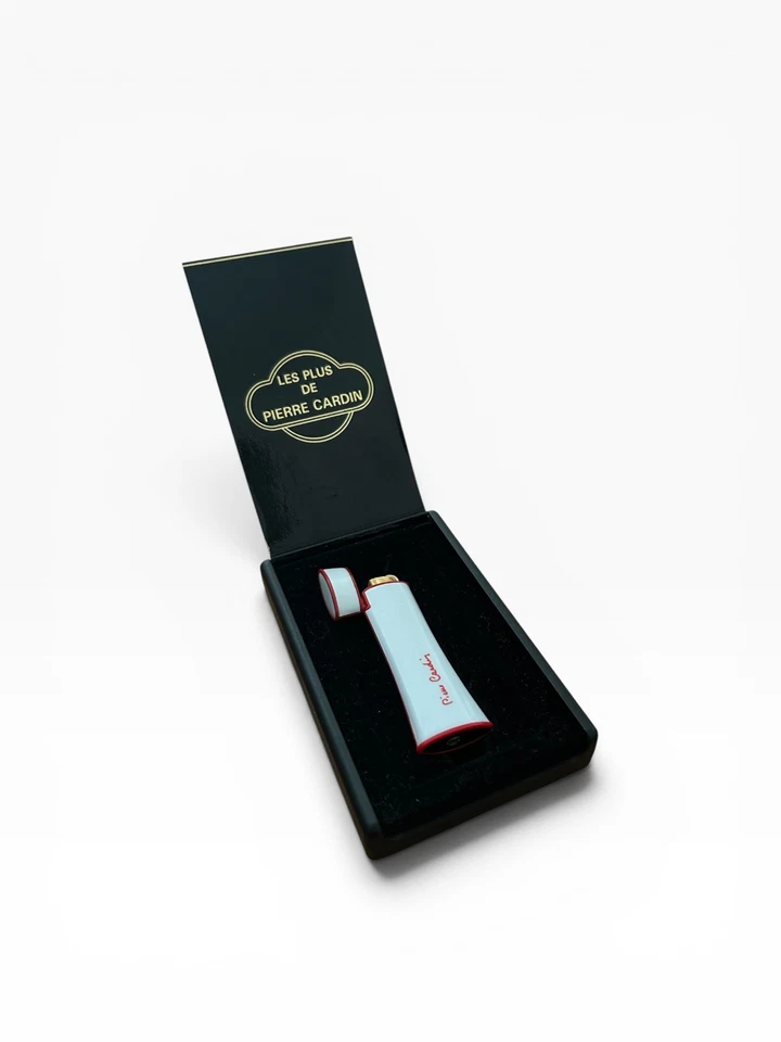 Briquet Vintage Pierre Cardin Blanc Rouge / Vintage Lighter With Box Écrin - Photo 1/4