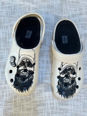 Crocs Luke Combs  Skull  Cold Weather Lined Unisex Men 7 Women 9 White EUC 