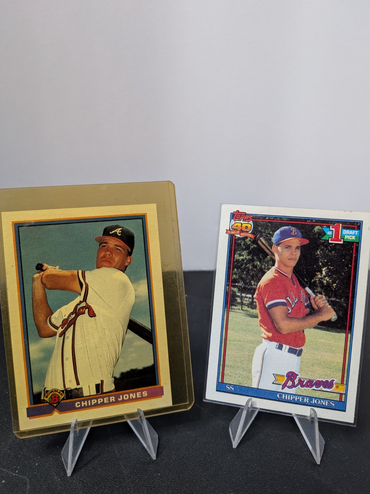 1991 Bowman - Chipper Jones #569 (RC)/91 Topps #1 Draft Pick Chipper Jones #333