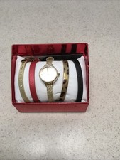 Gold Ladies' Fashion Bezel Watch w/ 4 Bracelets, GENWM5276LS, NIB
