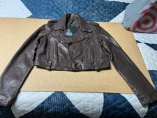 Lamarque Ciara lambskin leather biker jacket...dark brown, medium...NWT