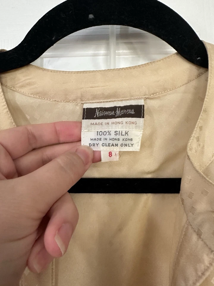 Vestido Vintage NEIMAN MARCUS Marfil Tono Pura Seda Talla 8 Foto 2 de 4