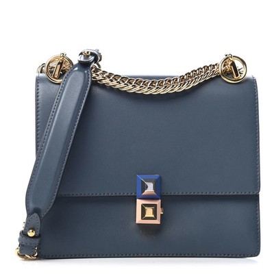 Fendi Marine-Blue Leather Small Kan I Shoulder Bag