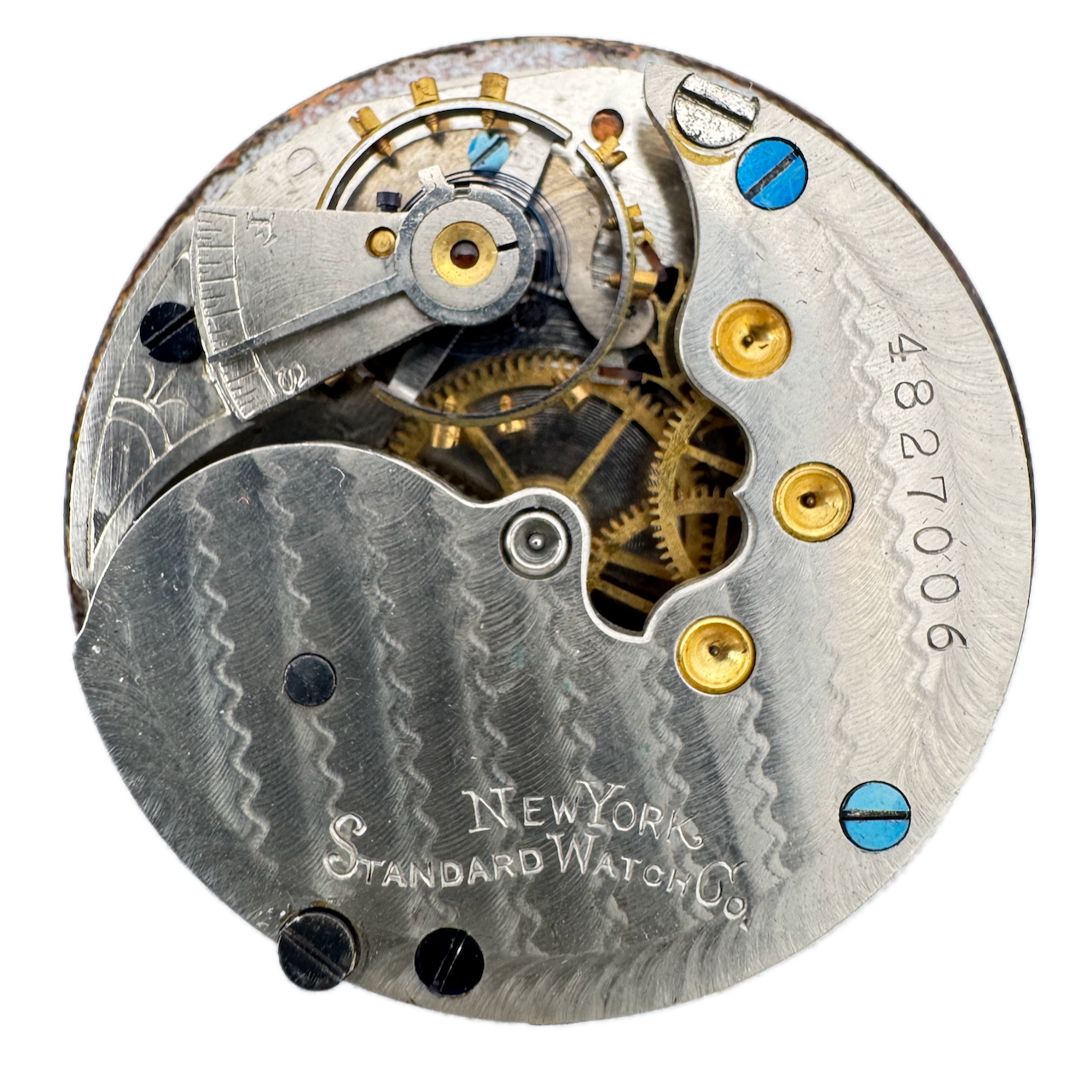 Antique 10s 1906 New York Standard 7j Mechanical Hunter Pocket Watch Movement