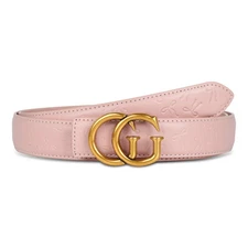 Women's Pink Leather Belt - Versatile, Stylish Decorative Casual Waist Belt
