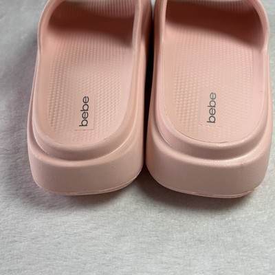 Bebe Womens Blush Pink Sandal Size 9 NWT 3D Logo Pool, Beach