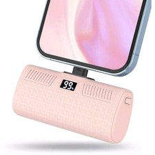Digital Display Portable 5000mAh Power Bank / Charger 22PDW, Pink - NEW