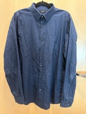 Theory Dress Shirt Men  s 16.5 R, Navy Geometric All-Over, Long Sleeve Button