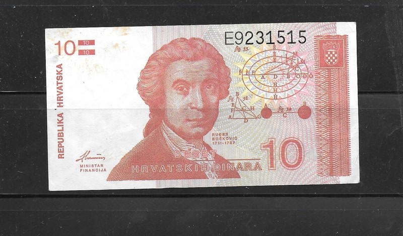 CROATIA #18a VG USED 10 DINARA old 1991 BANKNOTE PAPER MONEY CURRENCY