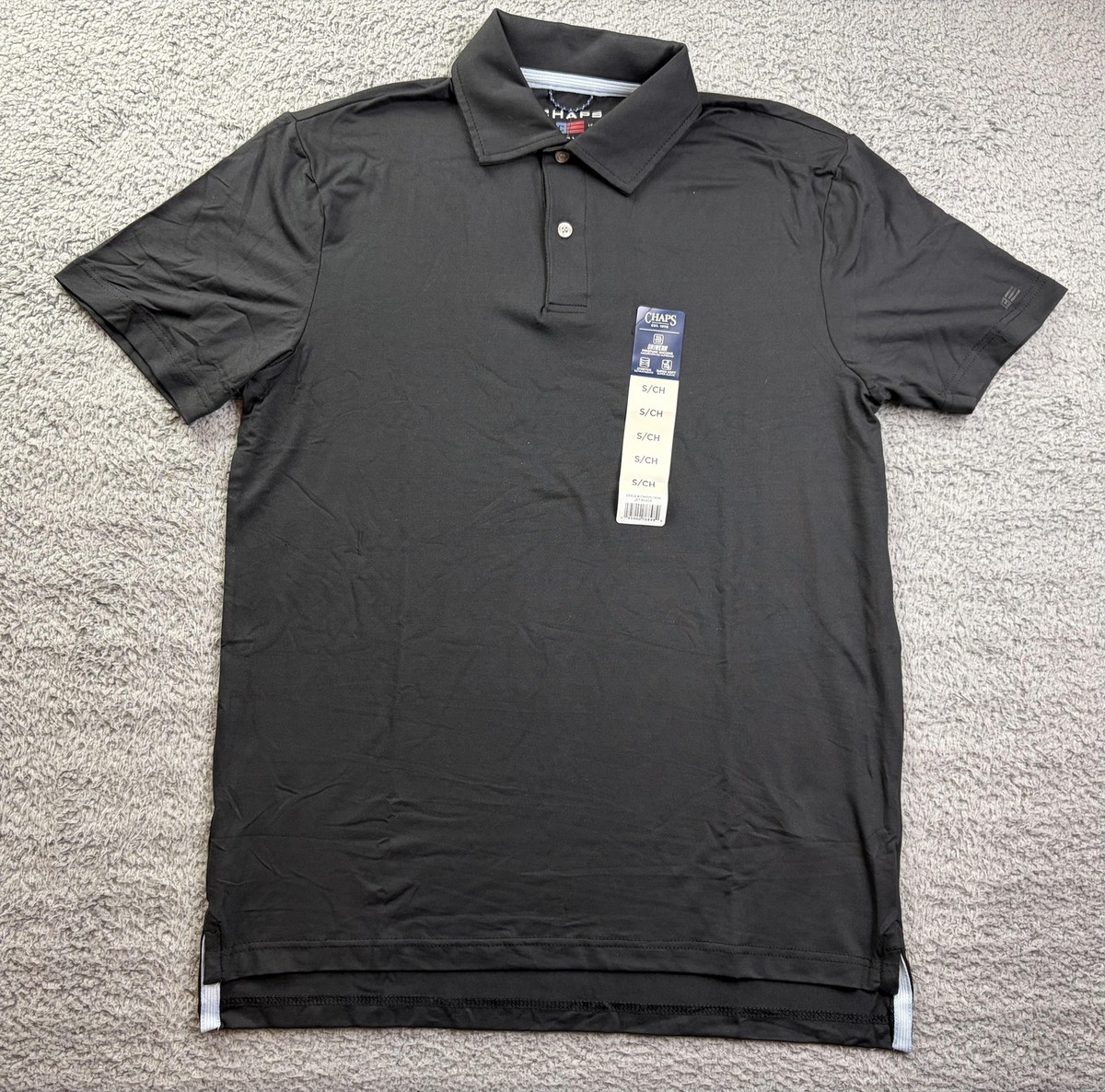 Chaps Polo Shirt Mens Small Black Everyday Performance Stretch
